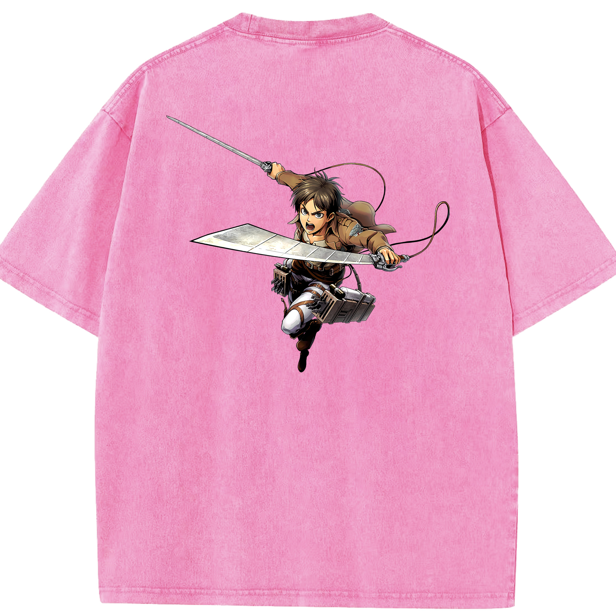 （画像用） 進撃の巨人 エレン･イェーガー Attack on Titan Eren Jäger 綿100% ヴィンテージ風 半袖Tシャツ（背面プリント）